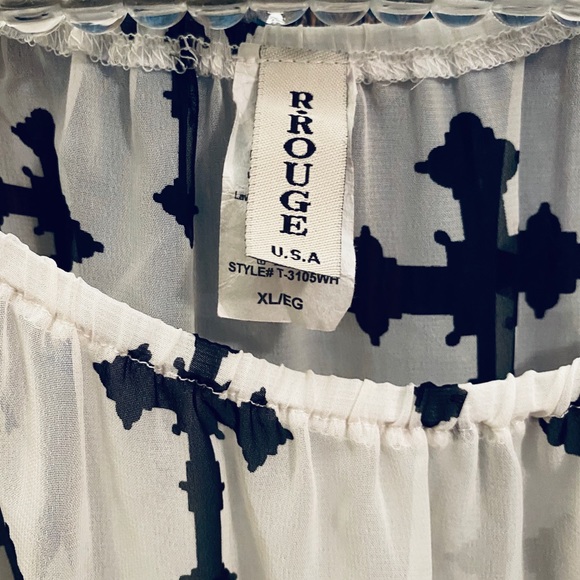 NWOT Chiffon Crochet Tunic W/ Crosses XL - Picture 3 of 3